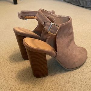 Peep Toe Suede Booties Heel